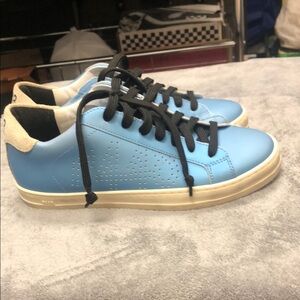 P448 Blue and White Sneakers with Textured Leather